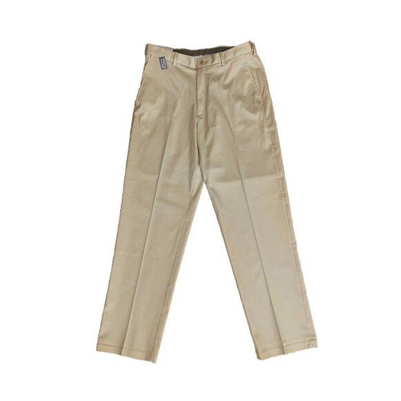 Haggar Men Iron Free Khaki Classic Fit Expandable Waist 32x32 Beige Pants - Picture 1 of 12